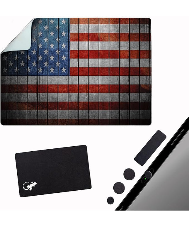 Adhesive Mouse Pad - Peel and Sticks to Any Surface - Travel Mouse Pad, Sticky for Any Surface - Excellent Tracking - USA Flag Wooden