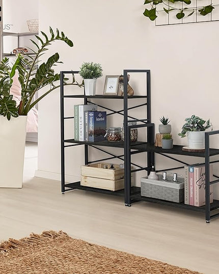 CAPHAUS 2 Tier Small Bookshelf, 24 Inch Width Free Standing Shelf, Bookcase Shelf Storage Organizer, Industrial Book Shelves for Home Office, Living Room, Black Shelves & Metal Frame