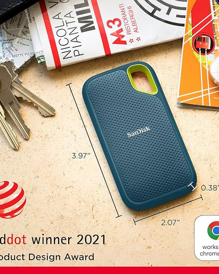SanDisk 2TB Extreme Portable SSD - Up to 1050MB/s, USB-C, USB 3.2 Gen 2, IP65 Water and dust Resistance, Updated Firmware, Monterey - External Solid State Drive - SDSSDE61-2T00-G25M