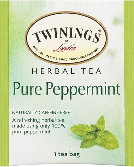 Twinings Pure Peppermint Herbal Tea Bags, 20 Count (Pack of 3)
