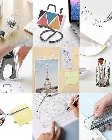 Office Desk Accessories, Acrylic Stapler, Staple Remover, Tape Holder, Pen Holder, Ballpoint Pen, Scissor, Binder Clips, 1000pcs Staples, Phone Holder, Ruler, Transparent Glue and 300 Notes