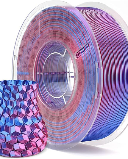 ELEGOO Silk PLA Filament 1.75mm Magenta Blue 1KG, Shiny Multi Color 3D Printer Filament Dimensional Accuracy +/- 0.05mm, 1kg Spool(2.2lbs) Fits for Most FDM 3D Printers