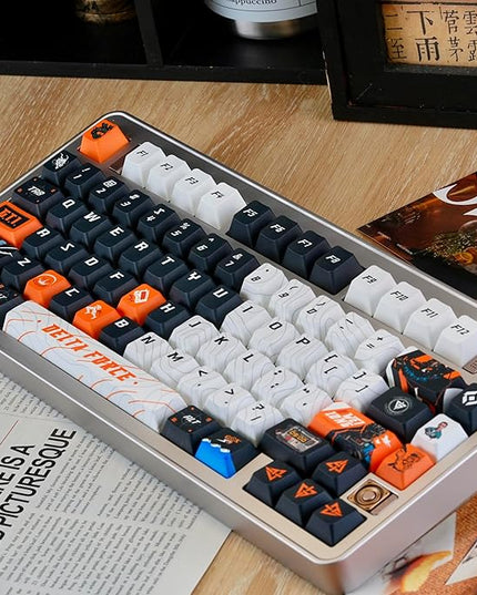 Custom PBT Keycaps, Black White Anime Style Keycaps Cherry Profile Dye Sublimation Keycap 130 Keys Manga Keycap Set for Mechanical Keyboard 61/64/75/84/87/104/108 Layout