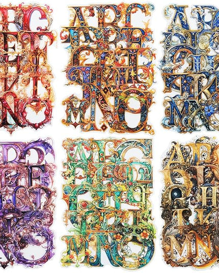 AuriicLeaf Baroque Alphabet Scrapbook Stickers Set, 156PCS Letters Ephemera for Scrapbooking, Junk Journaling, Crafting, DIY Projects, Diaries, and Art Supplies