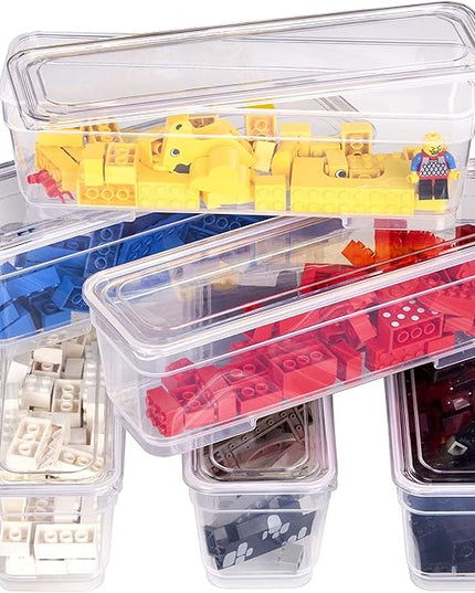 Best Kept 6 Bin Pack, Long Home Organizer Storage Boxes with Lids, Translucent Clear