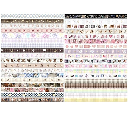 YUBBAEX Cute Washi Tape Value Pack 36 Rolls Aniamls Printed Masking Tape Kawaii Decorative for Arts, DIY Crafts, Journal Supplies, Planners, Scrapbook, Card/Gift Wrapping (Girly Style)