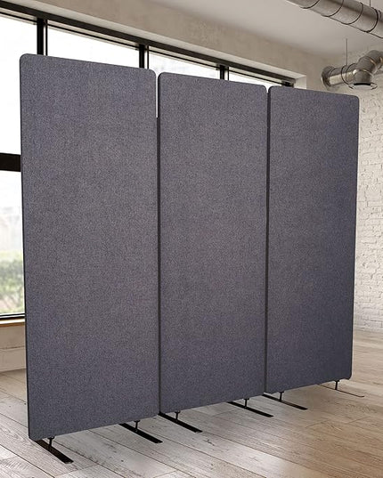 Stand Up Desk Store ReFocus Freestanding Noise Reducing Acoustic Room Wall Divider Office Partition (Ash Grey, 72" x 66", Zippered 3-Pack)