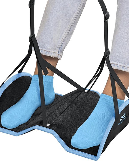 Everlasting Comfort Airplane Foot Hammock - Memory Foam Foot Rest for Plane Travel - Portable Foot Rest for Air Travel, Desk & Car - Airplane Essentials Foot Hammock for Plane Travel