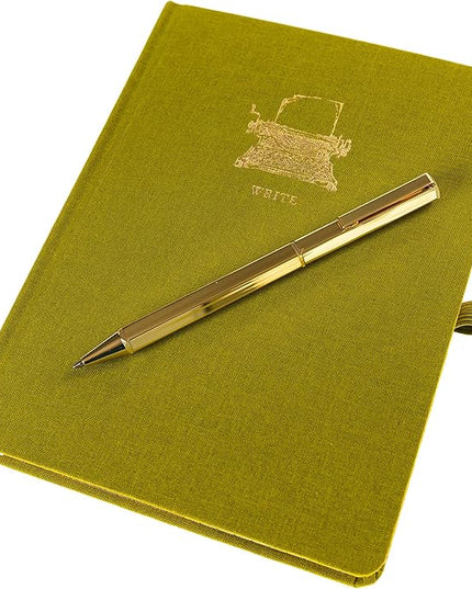 Graphique Typewriter Lined Journal Plus Pen Luxe Collection, Hardcover Diary Notebook for Writing, Gold Foil Embossing, 160 Pages, 6” x 8”