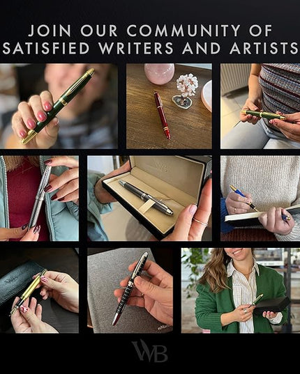 Wordsworth & Black Majesti Fountain Pen-(Checked), Luxury Case, Chrome Finish; Extra Fine Nib- Ink Cartridges, Refillable Ink Converter-Calligraphy Pen-Best Business Gift Set for Men & Women