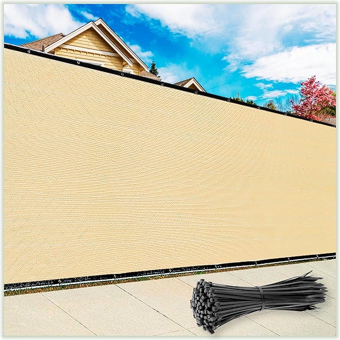 ColourTree Customized Size 6' Black and White Fence Screen Privacy Screen Heavy Duty Cable Zip Ties Included