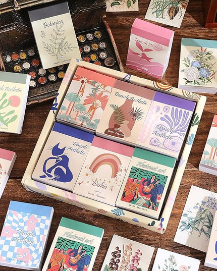 12 Sets 600 Sheets Washi Stickers for Journaling, Boho, Abstract, Vintage Scrapbook Sticker Set for Bullet Journal Art Diary Card Craft Gifts Planner Notebook
