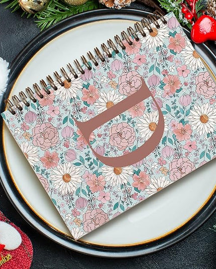 Vintage Floral Personalized Notebook, Initial Letter D Notebook Journal ,Vintage Flower Notebook for Work School Office Supplies,,Monogrammed Notebook for Women Teen Girl,Back to School Supplies 5.5 x 8.3