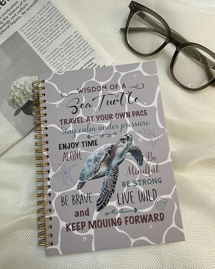 Cute Notebooks Journal For Women - Sea Turtle Dairy Funny Hardcover College Ruled Lined,5.8"X8.3",Pretty Spiral Meeting Notebook,Gifts For Sea Turtles Lover Men Friends On Birthday Christmas Mothers Day (Grap)