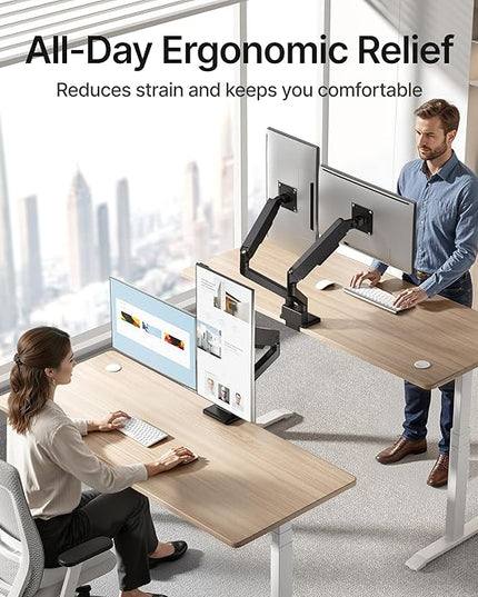 monTEK Dual Monitor Mount Monitor Arms for 2 Monitors for 17 to 35 Inch Curved Screen Holds 35 Lbs Adjustable Heavy Duty Monitor Desk Mount Cable Management, VESA 75/100mm,MA1007BK-D