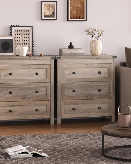 BORNOON 3-Drawer Dresser, Small Wooden Chest of Drawers with Metal Knobs, Water-Resistant Top, Storage Organizer with Anti-Tip Kit for Bedroom, Nursery, Living Room