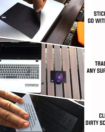 Mouse Pad Adhesive Bottom - Sticks to Any Surface - Portable - Webcam Covers and Screen Cleaner Included (10 Pack - Event Pack)