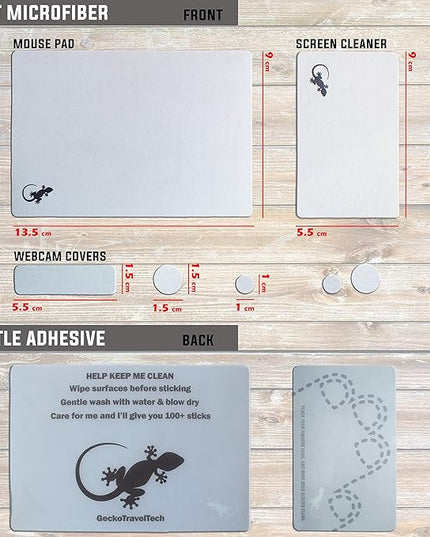 Mouse Pad Adhesive Bottom - Sticks to Any Surface - Portable - Webcam Covers and Screen Cleaner Included (Silver)