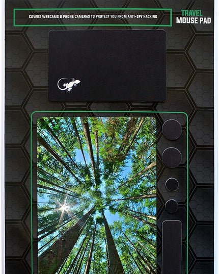 Mouse Pad Adhesive Bottom - Sticks to Any Surface - Portable - Webcam Covers and Screen Cleaner Included (Tall Trees)