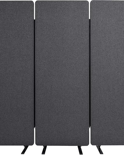 Stand Up Desk Store ReFocus Freestanding Noise Reducing Acoustic Room Wall Divider Office Partition (Ash Grey, 72" x 66", Zippered 3-Pack)