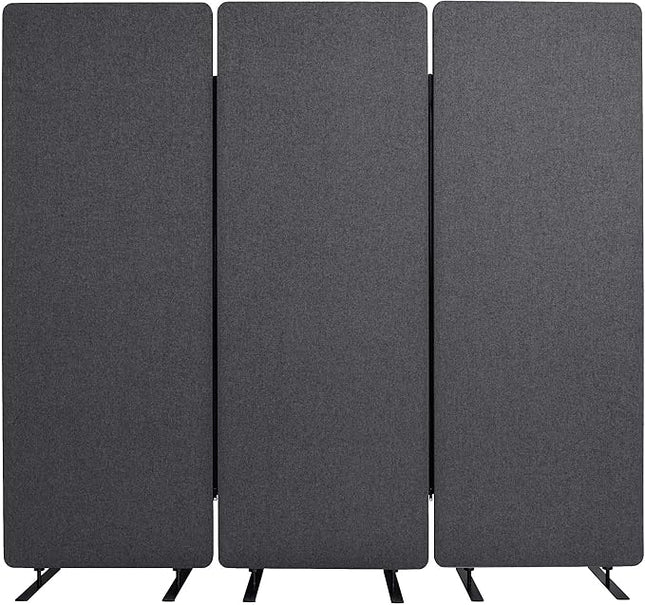 Stand Up Desk Store ReFocus Freestanding Noise Reducing Acoustic Room Wall Divider Office Partition (Ash Grey, 72" x 66", Zippered 3-Pack)