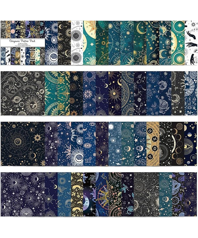 Origami Paper Kit 50 Sheets 70GSM 6 Inch Square Double Sided Color 50 Vivid Japanese Washi Chiyo Colors for Hand Crafts Origami Paper Arts Creativity.Constellation