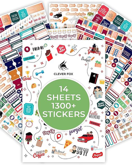 Clever Fox Planner Stickers – 1360+ Aesthetic Monthly, Weekly, Daily, Seasonal, Holiday & Journal Stickers – Journaling & Calendar Accessories for Women, Adults & School, 14 Sheets (Value Pack)