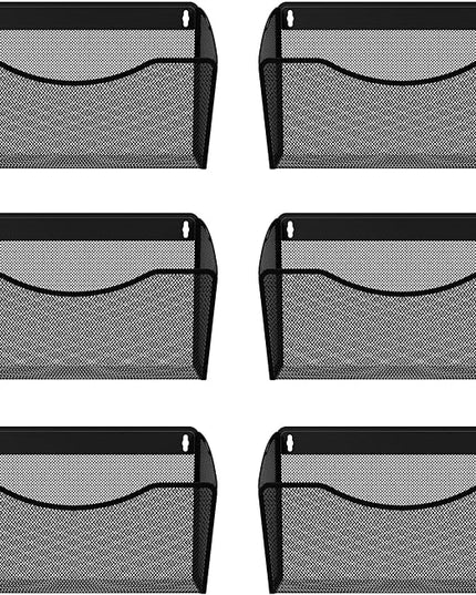 EasyPAG 6 Single Pocket Wall File Organizer, Mesh Hanging File Folder Organizer for Letter/A4 Size Folders, Wall Mounted Vertical Mail Holder for Paperwork, Office, Home, School, Black