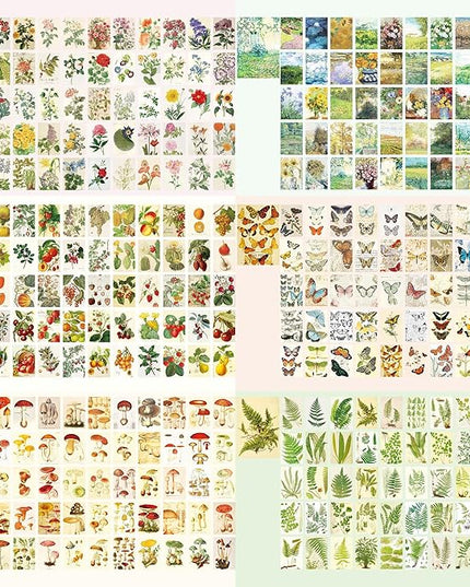 9 Sets 450 Sheets Washi Stickers for Journaling, Plants Fruit Flowers Butterfly Shell Boho Stickers Vintage Aesthetic Scrapbook Sticker for Bullet Journal Art Diary Card Craft Gifts Planner Notebook