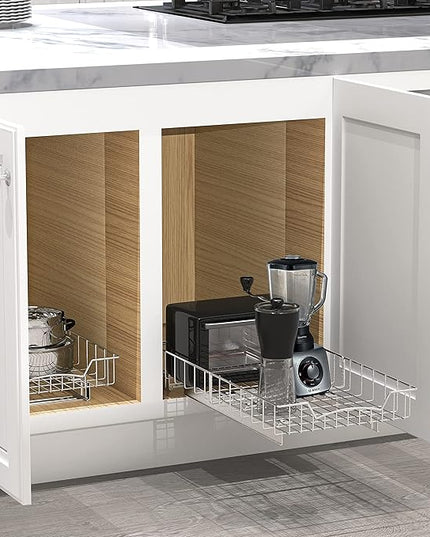 SIMPLE HOUSEWARE Under Cabinet Pull Out Sliding Shelf Drawer Organizer, 21" D x 11" W