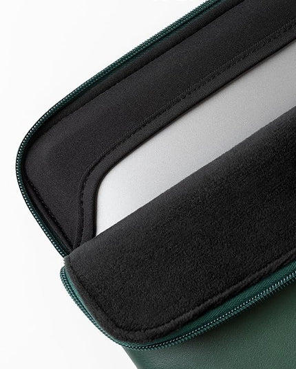 Comfyable Slim Protective Laptop Sleeve Compatible with 13/13.3/14 Inch MacBook Air & MacBook Pro, Mac Travel Case, Laptop Pouch, Slim PU Leather Cover M5/M4/M3/M2/M1 2025-2021, Midnight Green