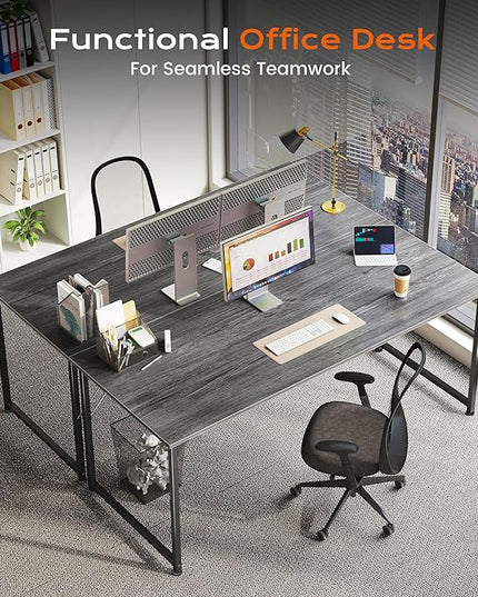 PRAISUN 54 X 24 Inch Computer Desk with Deeper Desktop, Gaming Office Writing Work Desk for Home Office, Study, Bedroom, Work from Home, Metal Frame, Grey