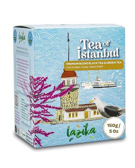 Lazika Mixed Premium Blend Black and Green Loose Leaf Tea, 5.3 Oz, Breakfast Tea with Petite Presentatiton Box, Early Harvest, Handcrafted