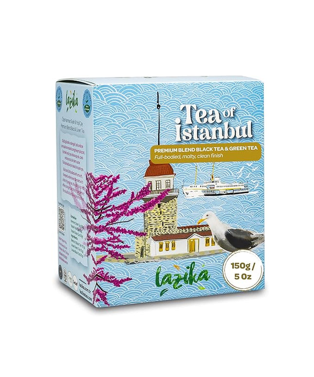 Lazika Mixed Premium Blend Black and Green Loose Leaf Tea, 5.3 Oz, Breakfast Tea with Petite Presentatiton Box, Early Harvest, Handcrafted