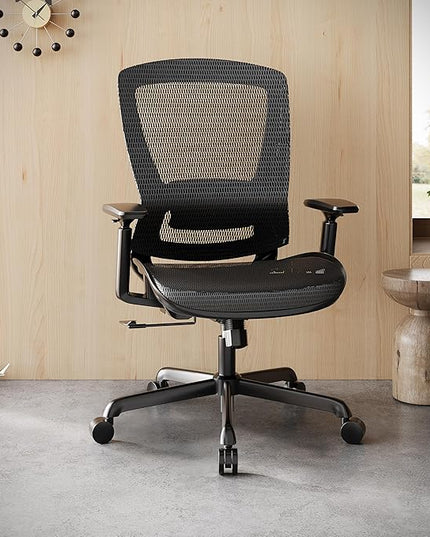 ELABEST Mesh Office Chair,Ergonomic Computer Desk Chair,Sturdy Task Chair- Adjustable Lumbar Support & Armrests,Tilt Function,Comfort Wide Seat,Swivel Home Office Chair (Black)