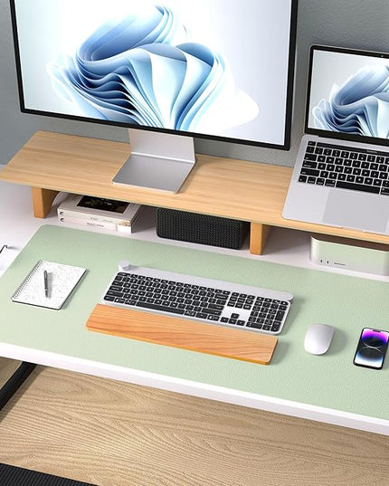 Aothia Large PU Leather Desk Pad Protector - Non-Slip Mouse Pad & Writing Mat for Office/Home, Waterproof, Easy to Clean (23.6" x 13.7", Aqua)