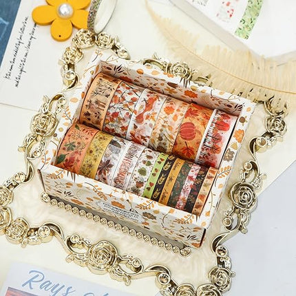 Songdao 18 Rolls Seasons Flowers Washi Tape Set Floral Arts Adhesive Tapes Blooming Garden Decorative Masking Tape Sets for Craft, Kids, Scrapbook, DIY, Gift Wrapping (Autumn)