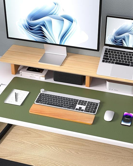 Aothia Leather Desk Pad Protector, Mouse Pad, Office Desk Mat, Non-Slip PU Leather Desk Blotter, Laptop Desk Pad, Waterproof Desk Writing Pad for Office and Home (31.5" x 15.7",Olive Green)