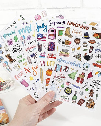 bloom daily planners Holiday Seasonal Planner Sticker Sheets - Vintage Seasonal Sticker Pack - Removable & Repositionable - Over 310 Stickers Per Pack!