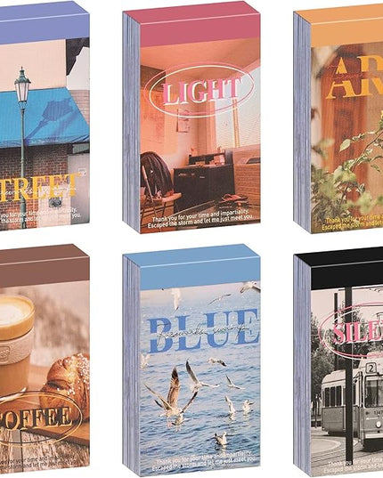 6 Sets 300 Pcs Washi Stickers Book for Journaling, Daily Scenery Life Stuff Travel Sricker Vintage Aesthetic Fashion Scrapbook Stickers Set for Bullet Journal Art Diary Craft Gifts Planner Notebook