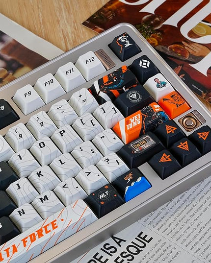 Custom PBT Keycaps, Black White Anime Style Keycaps Cherry Profile Dye Sublimation Keycap 130 Keys Manga Keycap Set for Mechanical Keyboard 61/64/75/84/87/104/108 Layout