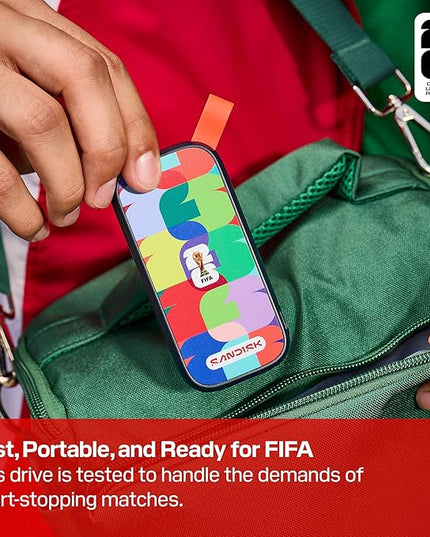 SANDISK 1TB Portable SSD, FIFA World Cup 2026 Edition – Up to 800MB/s – Compatible with laptops, Plus Android Tablets and Phones – Black - SDSSDE30F-1T00-G25
