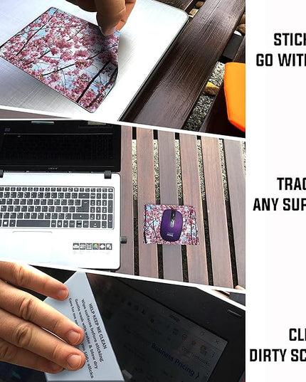 Adhesive Mouse Pad - Peel and Sticks to Any Surface - Travel Mouse Pad, Sticky for Any Surface - Excellent Tracking - Cherry Blossoms