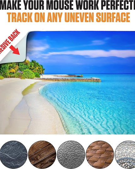 Adhesive Mouse Pad - Peel and Sticks to Any Surface - Travel Mouse Pad, Sticky for Any Surface - Excellent Tracking - Beach Soft Sand