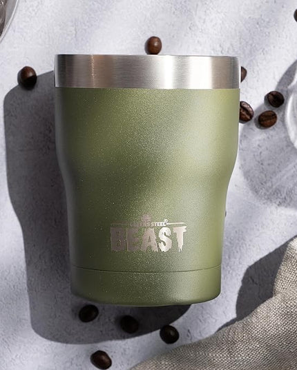 Beast 10 oz Tumbler Stainless Steel Vacuum Insulated Coffee Ice Cup Double Wall Travel Flask (Army Green)