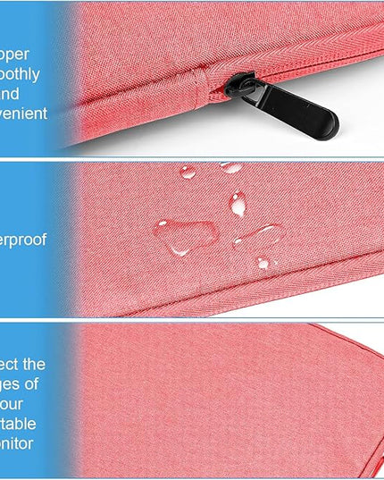 Ctemnpho 17.3inch Portable Monitor Case Storage Bag, Portable Computer Cover Bag with Pocket Zipper for 17.3inch Monitor, Laptop Notebook Computer Gaming Display Protective Travel (Pink)