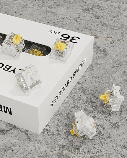 ZhouWang Yellow Switch 3 Pin 50gf Pre-Lubricated,Dustproof Linear Switch,Suitable for RGB,Mechanical Gaming Keyboards、MX Mechanical Keyboard(Yellow,90PCS)