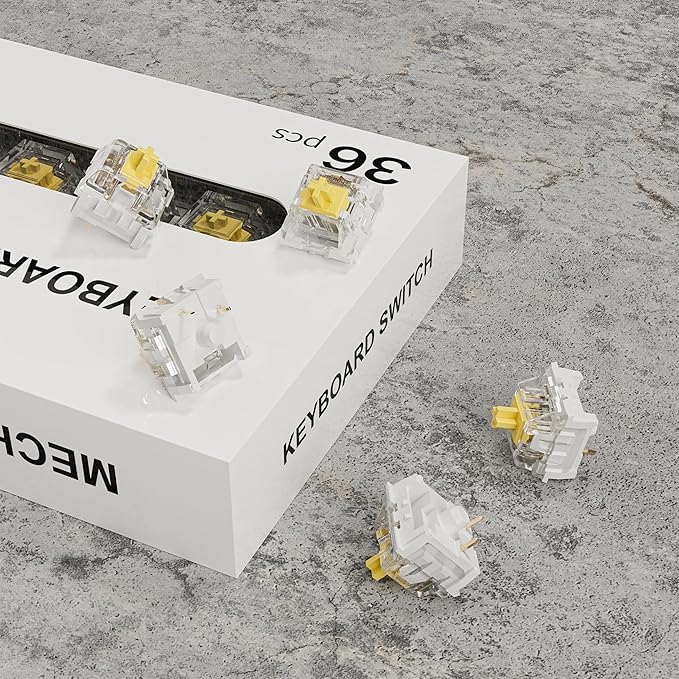 Zhouwang Yellow Keyboard Switches,3-Pin Pre-Lubed Linear Switches for MX Mechanical Gaming Keyboard(Yellow,72PCS)