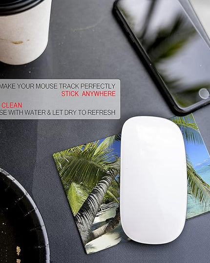 Adhesive Mouse Pad - Peel and Sticks to Any Surface - Travel Mouse Pad, Sticky for Any Surface - Excellent Tracking - Beach Palms in The Sand