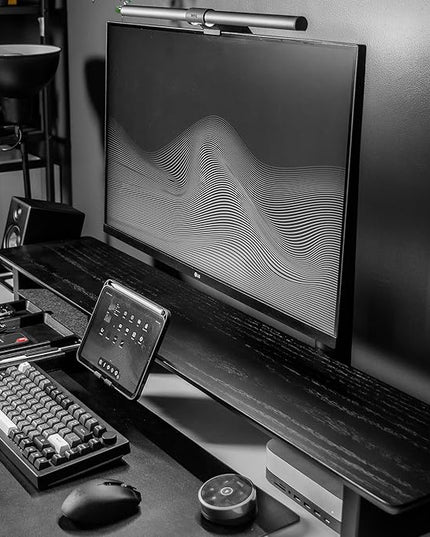 Raico Desk Cockpit Shelf Monitor Stand System Dual Screen Setup Wood Large Desk Accessory Organizer Unit (Black Wood, Full Length v2 | 45.7 Inches)
